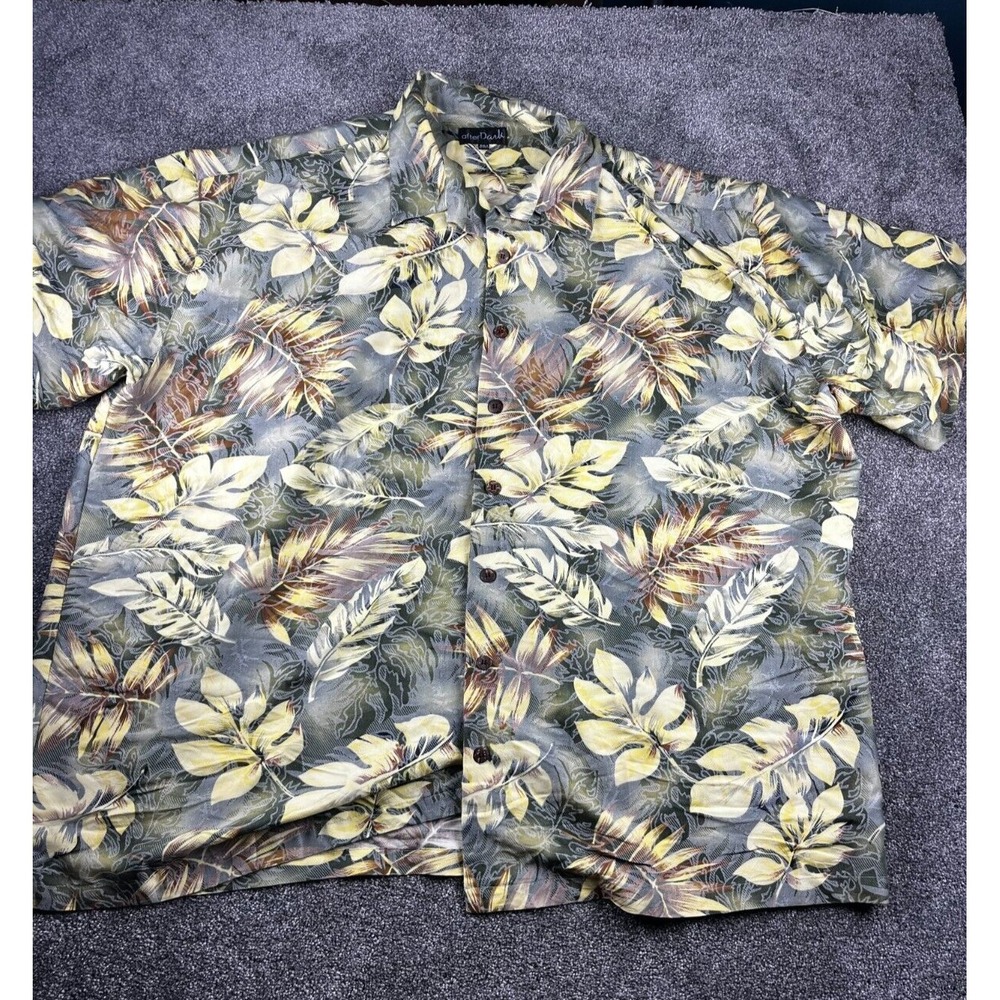 After Dark Shirt Mens 4XL Hawaiian Print Short Sleeve Button Up Green